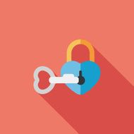 Valentine's Day lover lock flat icon with long shadow eps10 N18