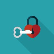 Valentine's Day lover lock flat icon with long shadow eps10 N19