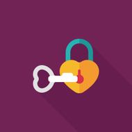 Valentine's Day lover lock flat icon with long shadow eps10 N20