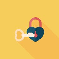 Valentine's Day lover lock flat icon with long shadow eps10 N21