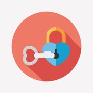 Valentine's Day lover lock flat icon with long shadow eps10 N22