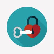 Valentine's Day lover lock flat icon with long shadow eps10 N23