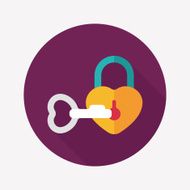 Valentine's Day lover lock flat icon with long shadow eps10 N24