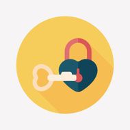 Valentine's Day lover lock flat icon with long shadow eps10 N25
