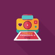 Valentine's Day camera photo flat icon with long shadow eps10