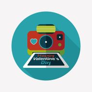 Valentine's Day camera photo flat icon with long shadow eps10 N3