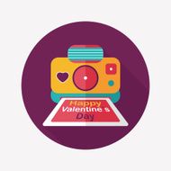 Valentine's Day camera photo flat icon with long shadow eps10 N4