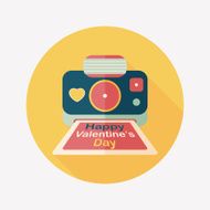 Valentine's Day camera photo flat icon with long shadow eps10 N5