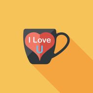 Valentine's day cup flat icon with long shadow eps10 N9