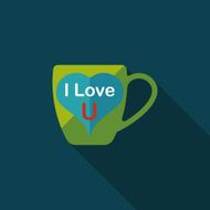 Valentine's day cup flat icon with long shadow eps10 N10