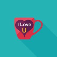 Valentine's day cup flat icon with long shadow eps10 N11