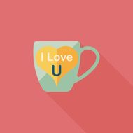 Valentine's day cup flat icon with long shadow eps10 N12