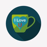 Valentine's day cup flat icon with long shadow eps10 N13