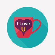 Valentine's day cup flat icon with long shadow eps10 N14