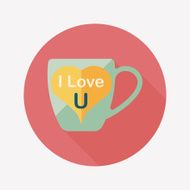 Valentine's day cup flat icon with long shadow eps10 N15