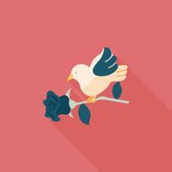 Valentine's Day lover bird flat icon with long shadow eps10 N59