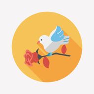 Valentine's Day lover bird flat icon with long shadow eps10 N60