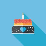 Valentine's Day cake flat icon with long shadow eps10 N29