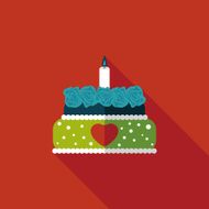 Valentine's Day cake flat icon with long shadow eps10 N30