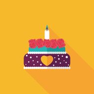 Valentine's Day cake flat icon with long shadow eps10 N31