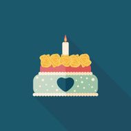 Valentine's Day cake flat icon with long shadow eps10 N32
