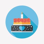 Valentine's Day cake flat icon with long shadow eps10 N33