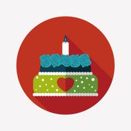 Valentine's Day cake flat icon with long shadow eps10 N34