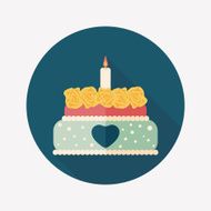 Valentine's Day cake flat icon with long shadow eps10 N35
