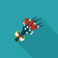Valentine's Day flower flat icon with long shadow eps10 N47