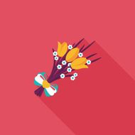 Valentine's Day flower flat icon with long shadow eps10 N48