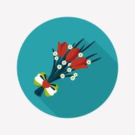 Valentine's Day flower flat icon with long shadow eps10 N51