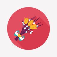 Valentine's Day flower flat icon with long shadow eps10 N52