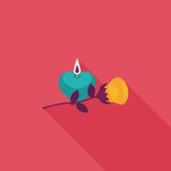 Valentine's Day candle and flower flat icon N3