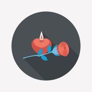 Valentine's Day candle and flower flat icon N5