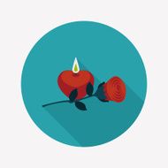 Valentine's Day candle and flower flat icon N6