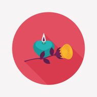 Valentine's Day candle and flower flat icon N7