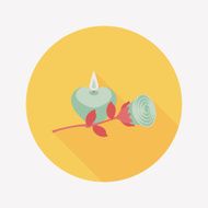 Valentine's Day candle and flower flat icon N8