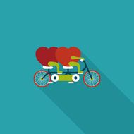 Valentine's Day love heart couple riding bicycle flat icon with N2