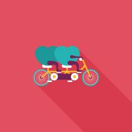 Valentine's Day love heart couple riding bicycle flat icon with N3