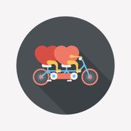 Valentine's Day love heart couple riding bicycle flat icon with N5