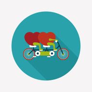 Valentine's Day love heart couple riding bicycle flat icon with N6