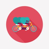 Valentine's Day love heart couple riding bicycle flat icon with N7