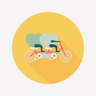 Valentine's Day love heart couple riding bicycle flat icon with N8