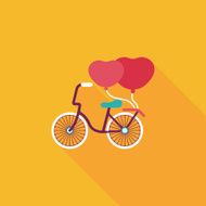 Valentine's Day love heart couple riding bicycle flat icon with N11