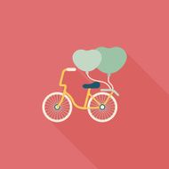 Valentine's Day love heart couple riding bicycle flat icon with N12