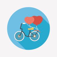Valentine's Day love heart couple riding bicycle flat icon with N13