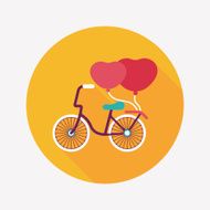 Valentine's Day love heart couple riding bicycle flat icon with N15