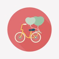 Valentine's Day love heart couple riding bicycle flat icon with N16