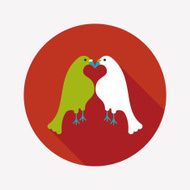 Valentine's Day lover bird flat icon with long shadow eps10 N69
