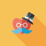 Valentine's Day love heart flat icon with long shadow eps10 N33